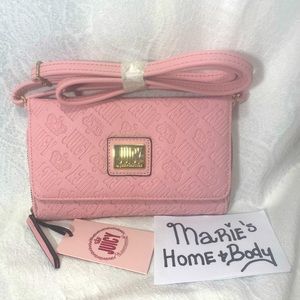 Juicy couture Womans crossbody purse bag wallet on string pink Deboss BNWT